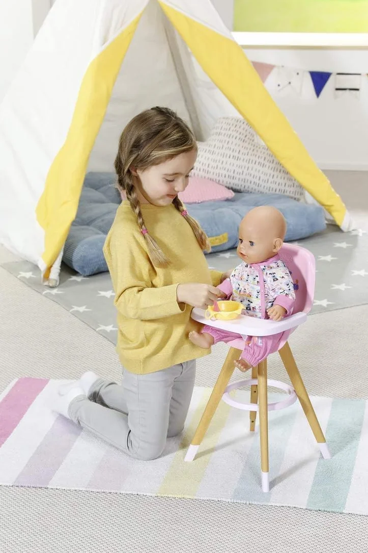 BABY born Seggiolone - Sedia per bambole in moderno look legno - Accessori di alta qualità per bambole - Adatto a bambini dai 3 anni in su