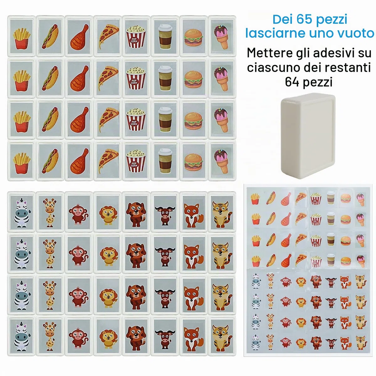 65 Blocchi di Mahjong 30mm (Plastica ABS) - Seaside Escape Gioco da Tavolo per Bambini e Feste - Zen Game con 64 Adesivi Carini