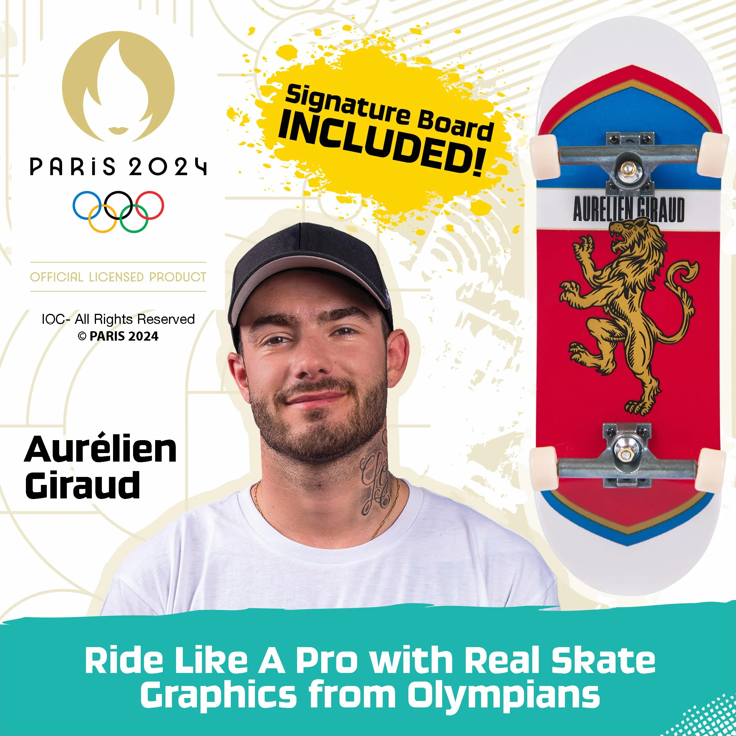 Tech Deck - Finger Skate - Park X-Connect Aurélien Giraud - Prodotto ufficiale con licenza Giochi Olimpici Parigi 2024 - Skatepark modulabile - Mini Skate Dito - Giocattolo per bambini - Gioco per