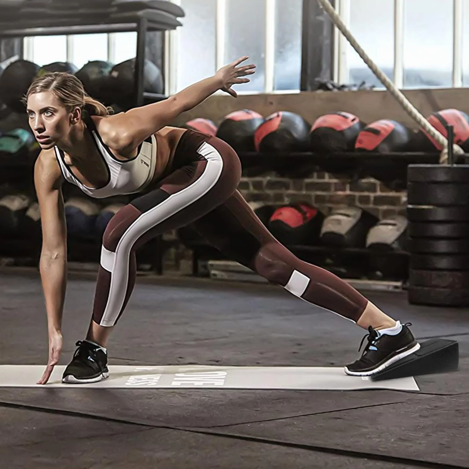 Mumjooyi Pedana Fitness Inclinata Set di 3 Calf Slant Board Squat Wedge Block Regolabili Pedana Inclinata per Polpaccio Stretch l'allenamento Yoga Nero