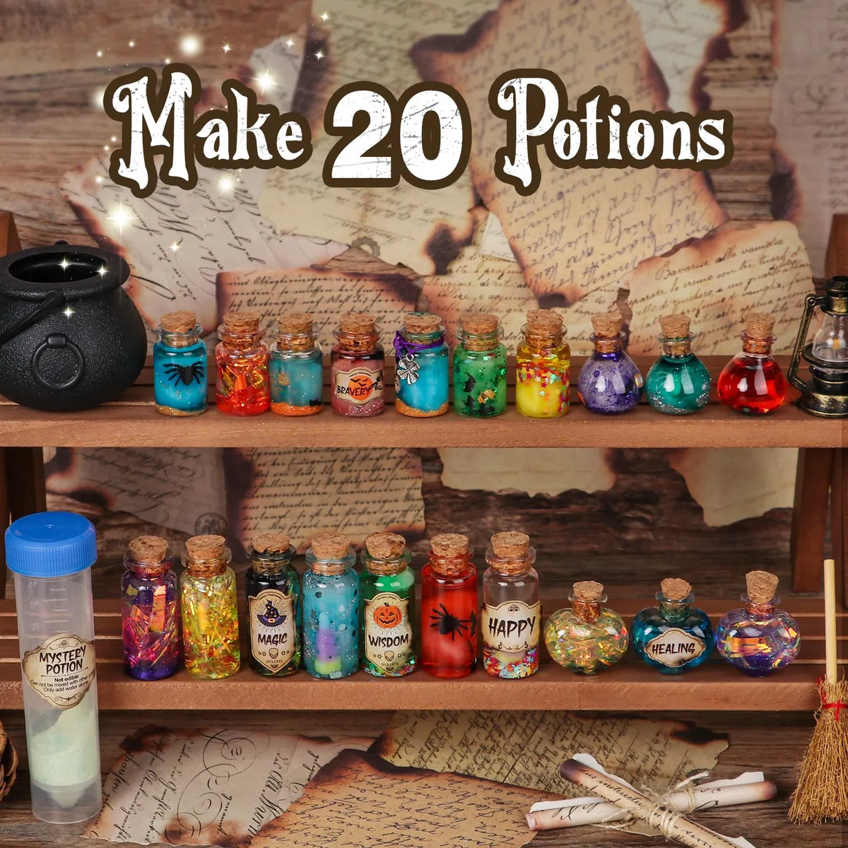 DECOHOME Regalo creativo per bambini, 20 mix magico mago pozione magica bottiglie, giocattoli artigianali creativi Natale regali di compleanno per ragazzi e ragazze età 6 7 8 9 10+