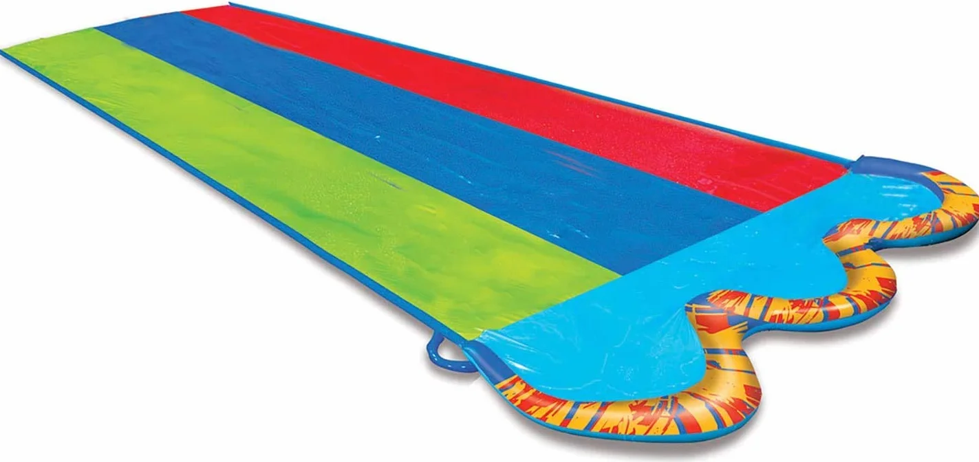 BANZAI Scivolo d'acqua triplo Racer, lunghezza: 4,9 m, larghezza: 208,3 cm, giocattolo gonfiabile per esterni