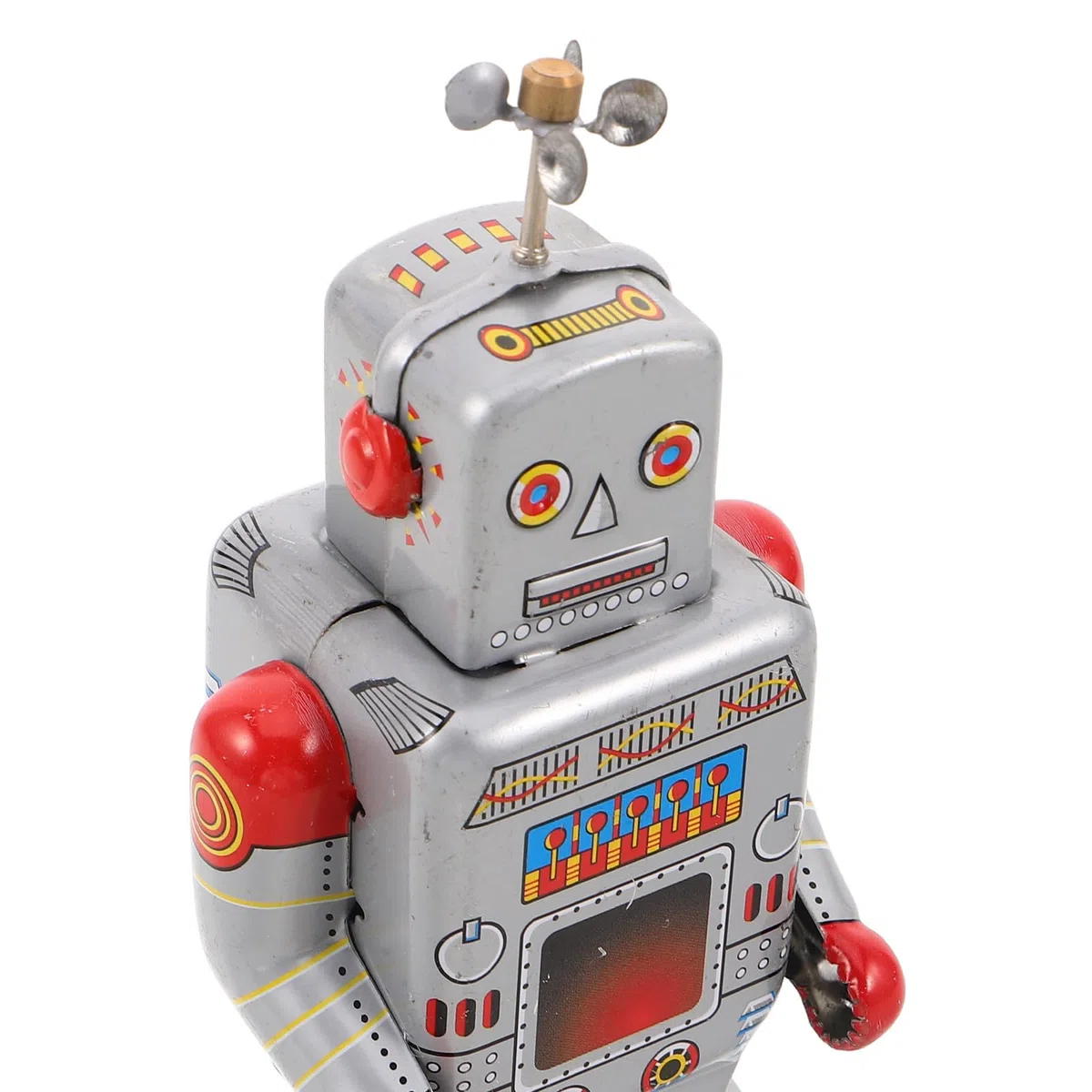 Robot Giocattolo a Carica Manuale: Figura Meccanica retrò in Latta con meccanismo a orologeria - Robot Meccanico in Metallo Che Cammina - Oggetto da Collezione per Decorazione da scrivania,