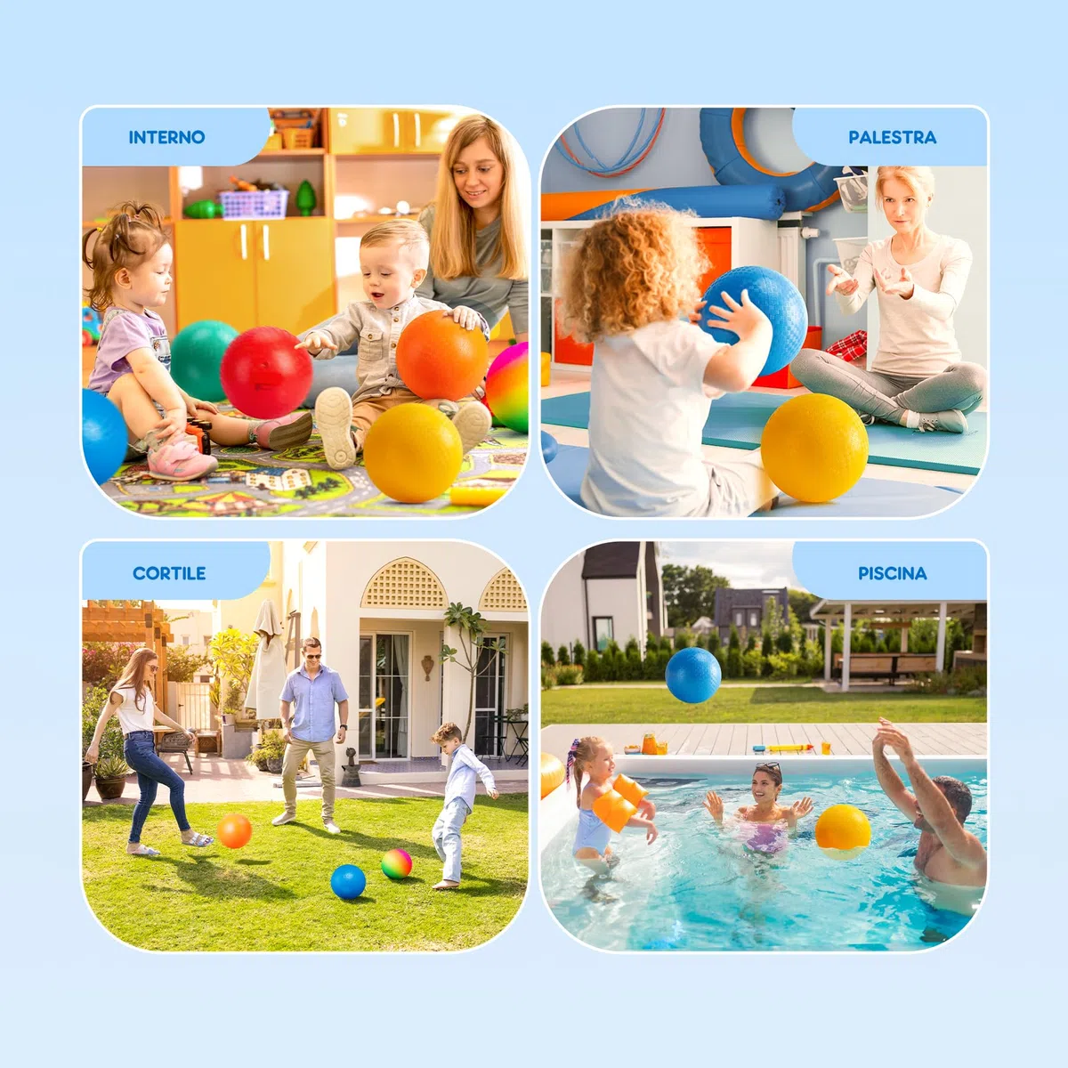 U&C Planet Confezione da 6/12 palloni da gioco da 8,5 pollici Set di palloni da calcio Palla prigioniera con pompa Gaga Ball Pallamano Soft Boucy Balls Bambini Palle arcobaleno