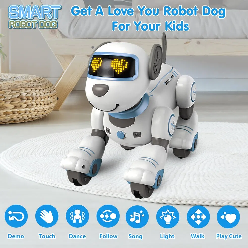 VATOS Bambini Giocattolo Robot Cane Interattivo Tocco e Segui con 17 Funzioni, Danza Programmabile Musica RC per Ragazze 3-12 Anni