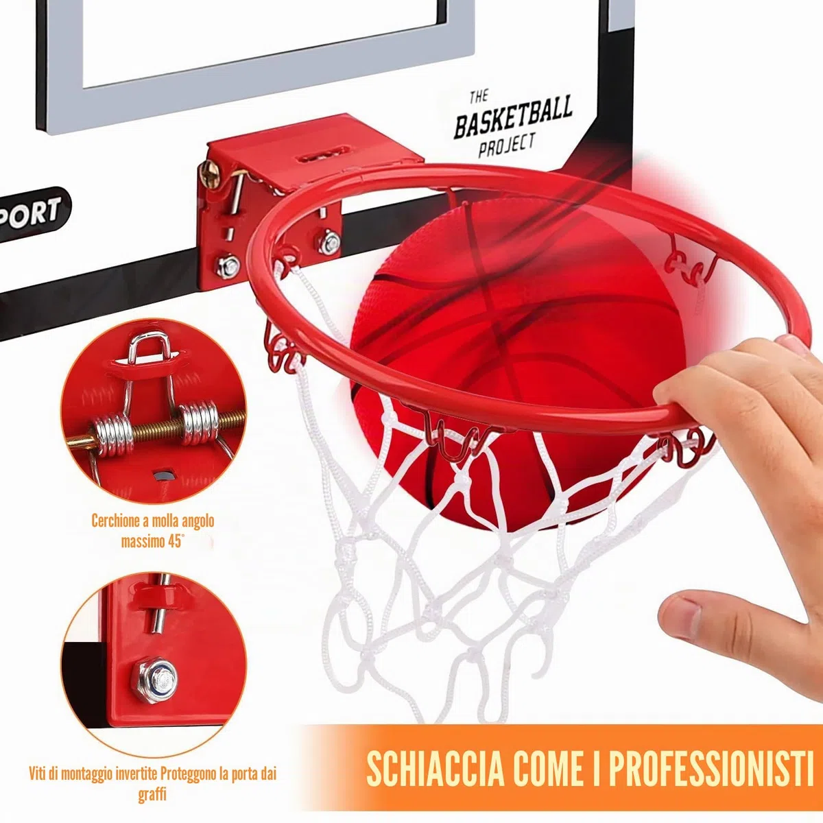 Dreamon Mini Canestro Basket Kit da Camera Bambini，Tabellone Basket Interno Giocattoli Sportivi per Bambino