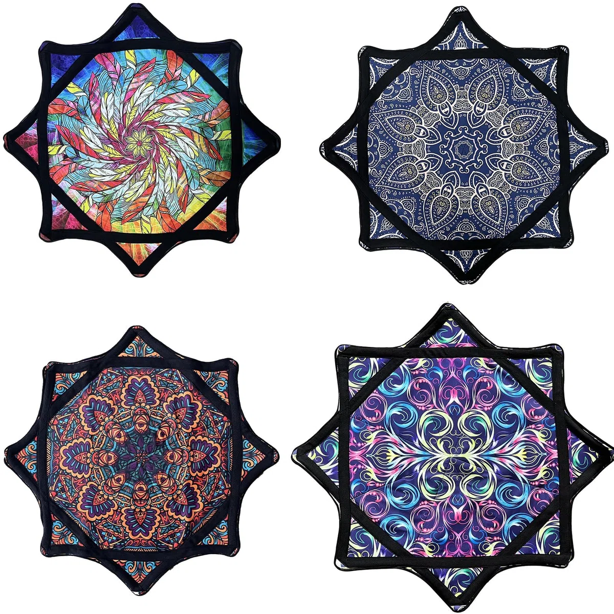 Panno per Spinning per Principianti, Panno per Spinning Flow Star da 24 Pollici con Vivaci Motivi Bifacciali, Giocattolo da Giocoleria Rotante con la Punta delle Dita per Bambini e Adulti C