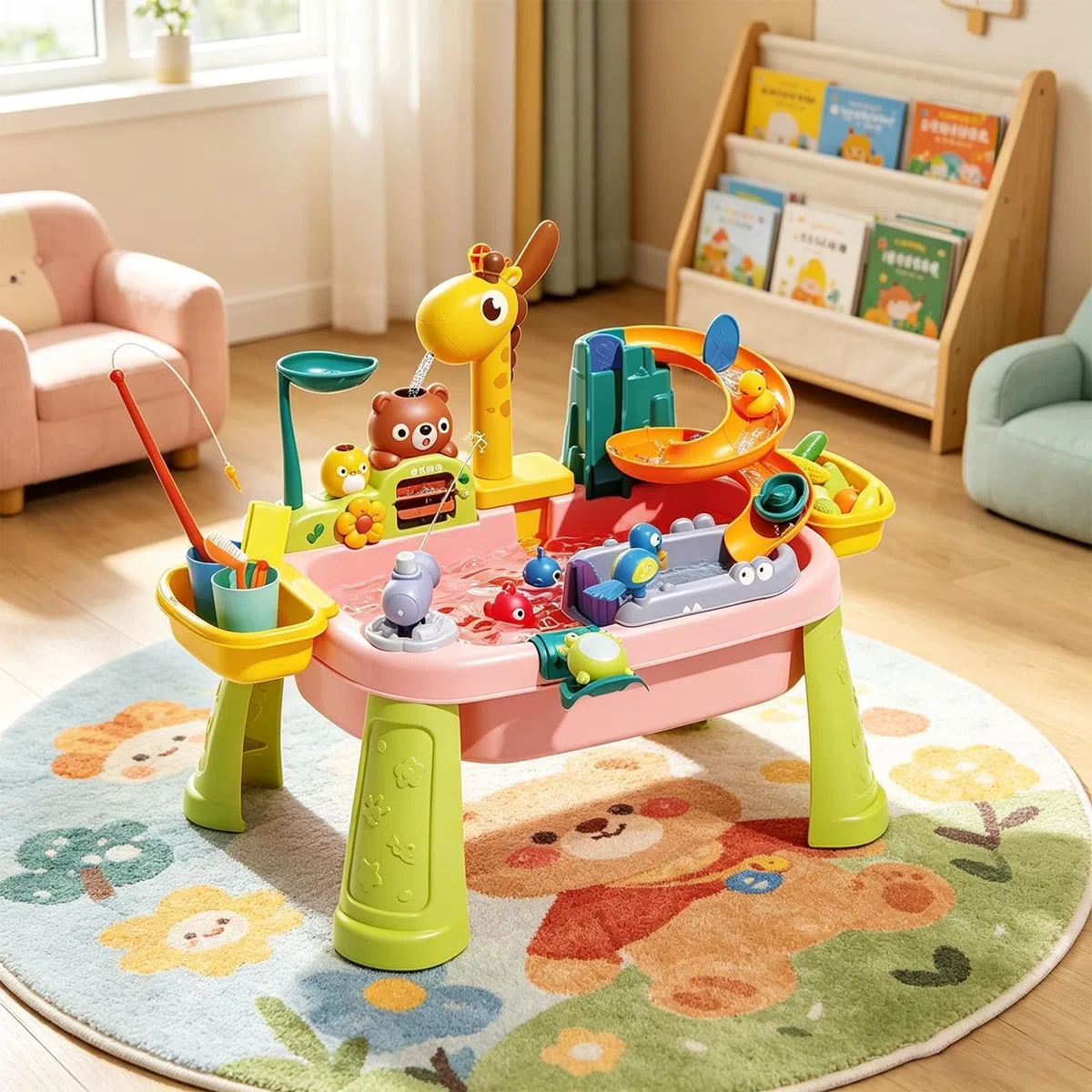 Tavolo d'Acqua per Bambini,Rubinetto Giraffa Gioco Simulazione | Lavello Giocattolo da Cucina con Acqua Corrente,Per Bambini 1-5 Anni Spiaggia Giardino Cortile Piscina Gioco Interattivo All'Aperto
