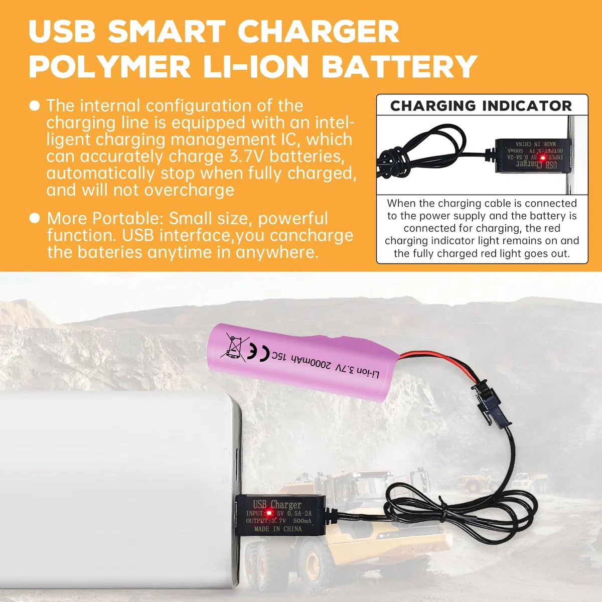 3PCS 3.7V 2000mah Spina SM-2P batteria agli ioni di litio con cavo di ricarica USB per DE68 DE44 DE45W DE45 DE58 DE49 DE57 DE70 Off-road veicolo camion serbatoio RC Auto giocattolo batteria