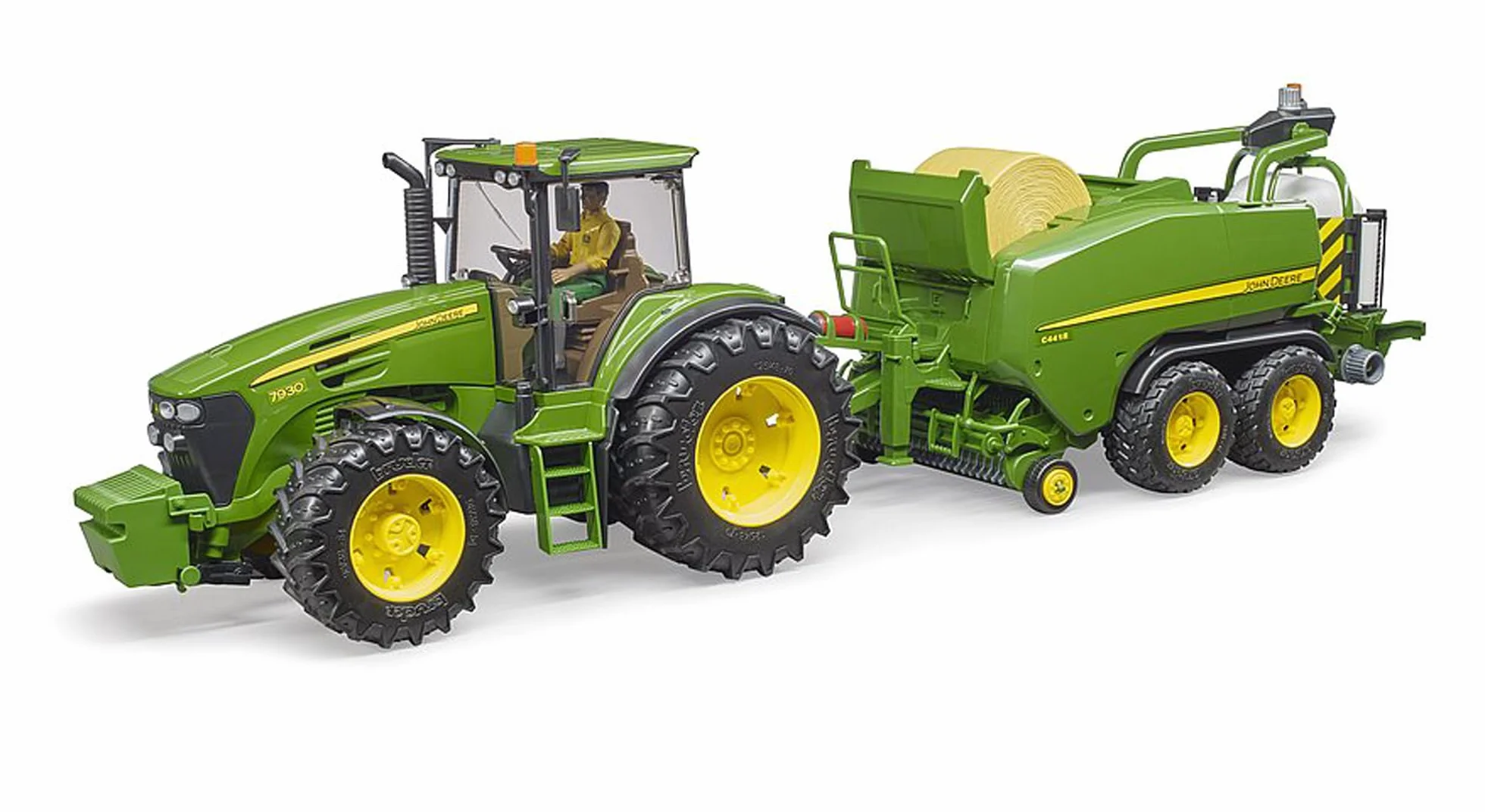 bruder 02032 - Combinazione rotopressa-incartatrice John Deere C441R, trattore, rimorchio