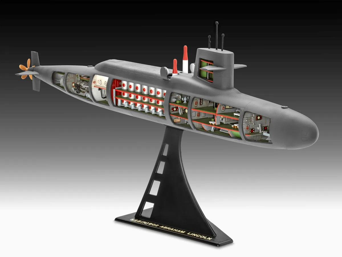 Revell 05185 S.S.B. Abraham Lincoln con interno scala 1:253 - Kit modello in plastica non costruita/non verniciata