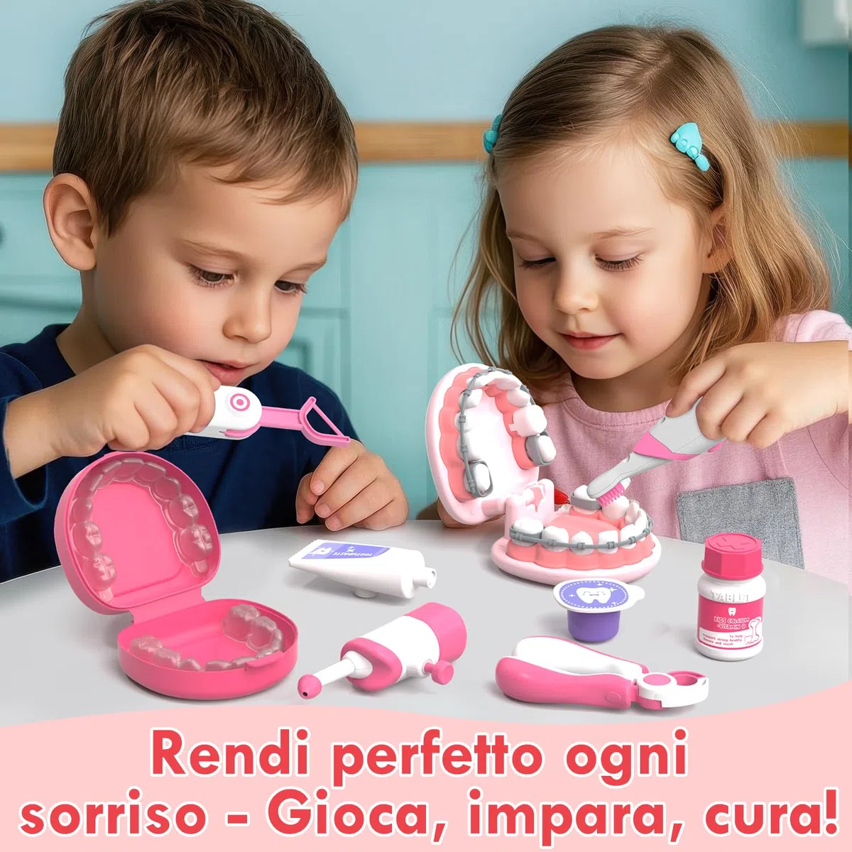 Lehoo Castle Valigetta Dottore Bambini, Kit Dentista per Giochi, Valigetta Dottoressa Bambina, Montessori per Bimbi di 3+ Anni, Ragazzi Dai 3+ Anni in Su(Rosa)