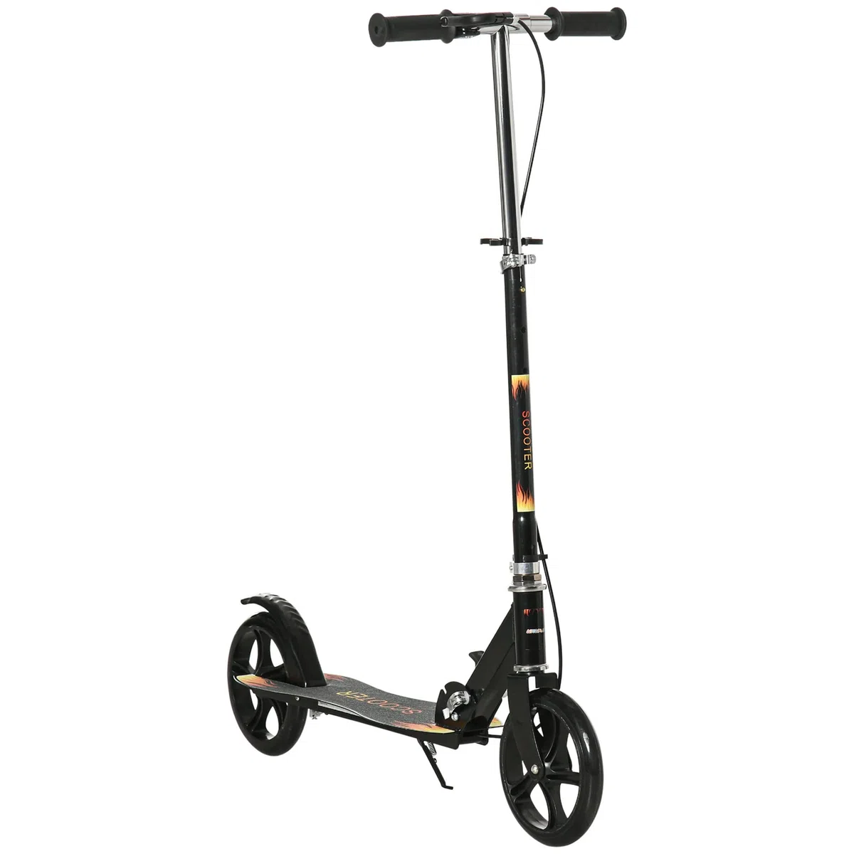 HOMCOM Monopattino per Bambini 7-14 Anni Pieghevole, in Plastica, PU e Metallo con Ruote Ampie e Manubrio Regolabile su 3 Altezze, 86x35x93/98/103 cm, Nero