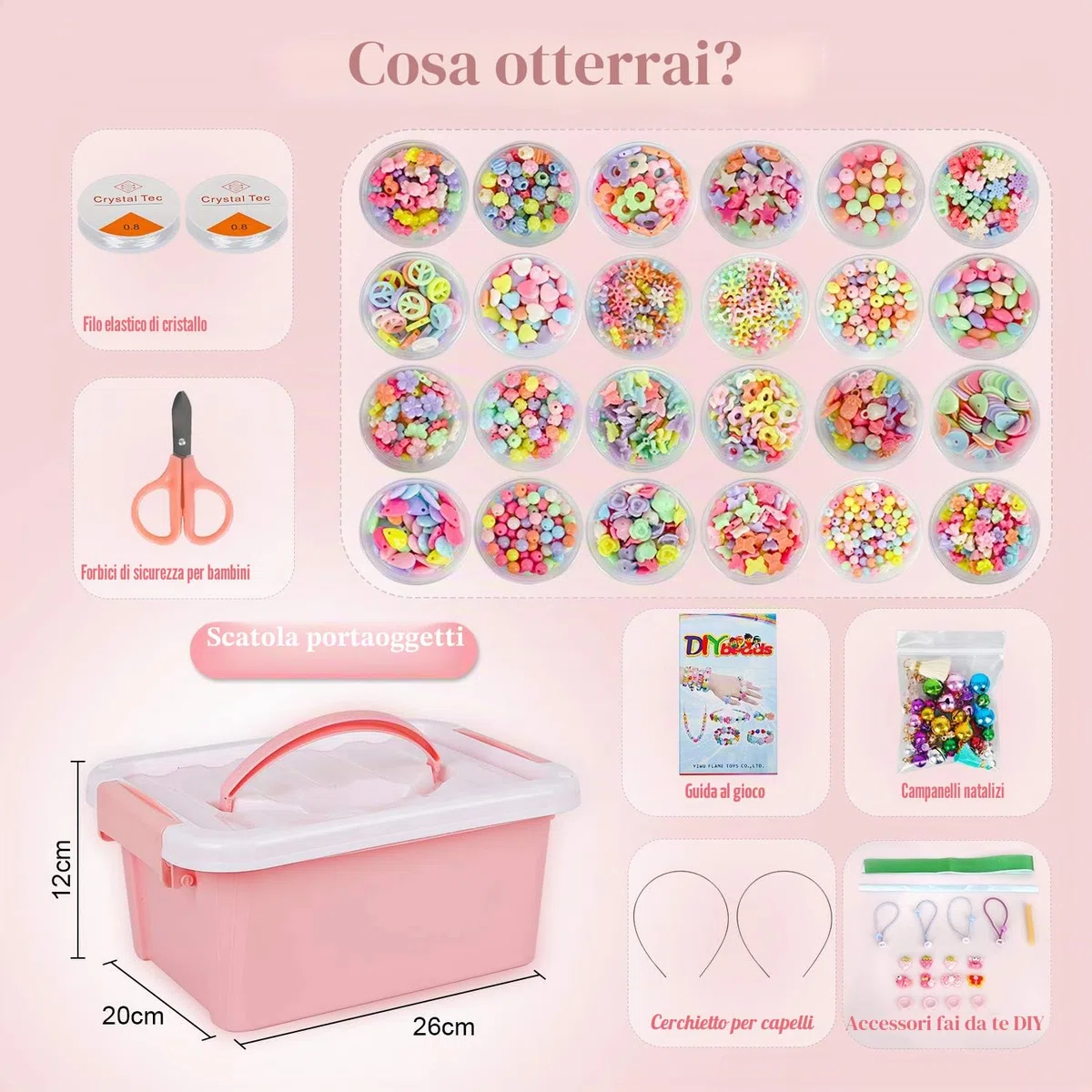 Sanlebi Bambini fai da te perline set, 2000 pezzi braccialetto perla per la fabbricazione di braccialetti,collana, kit fabbricazione gioielli giochi fai da te per ragazze