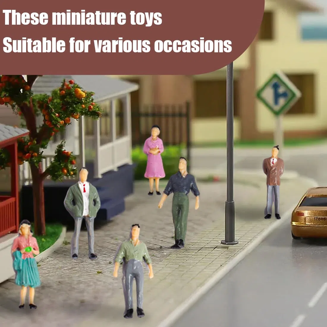 NHQZ 13 Pezzi Mini Figurine Modello in Scala 1:50 dei Treni Architettonici, Figure di Persone Dipinte in Plastica