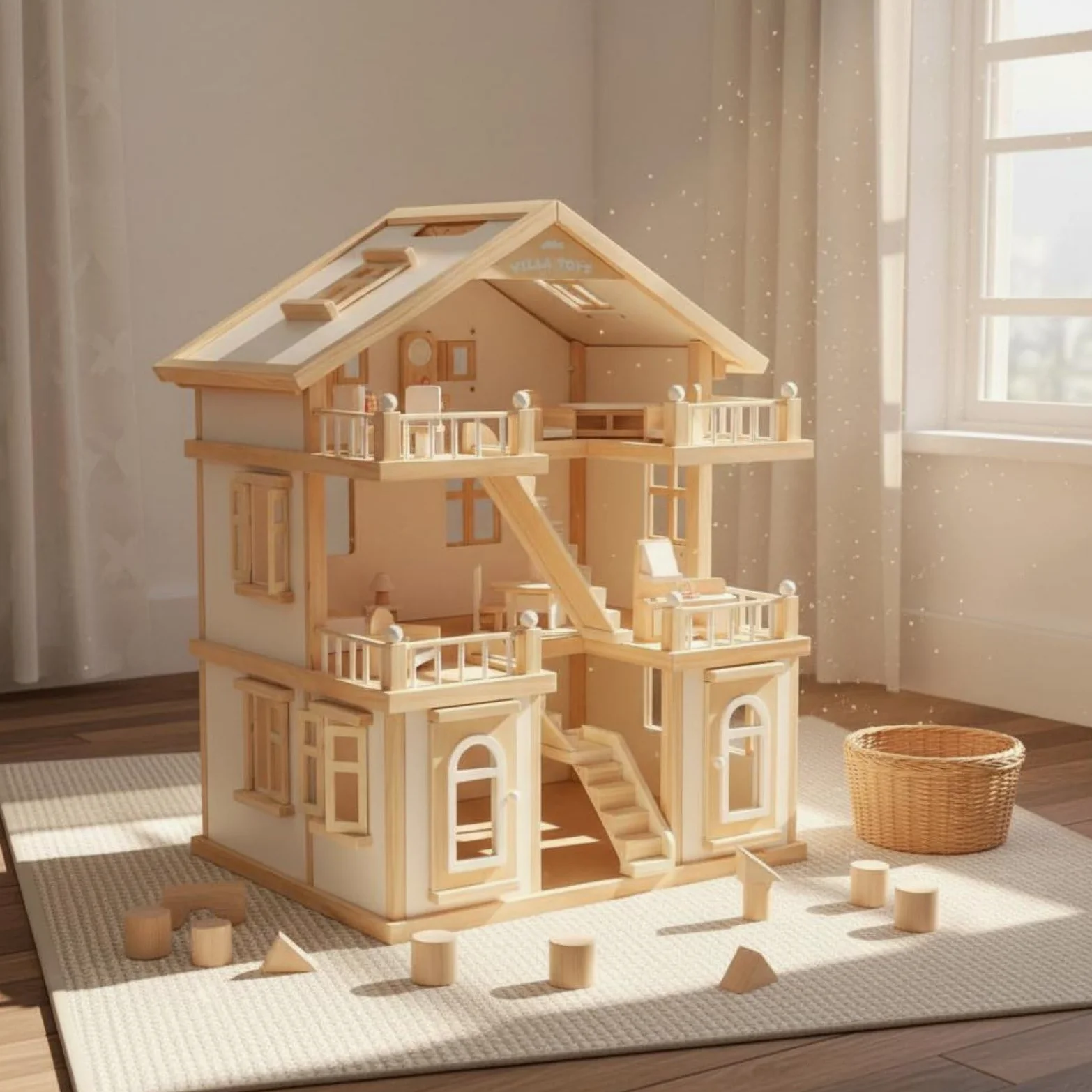Casa Delle Bambole in Gioco Casa Principessa Casetta Giocoset per Bambini con Spazi Condivisibili E Componenti Apribili Adatta a Gioco Collaborativo, Bianco