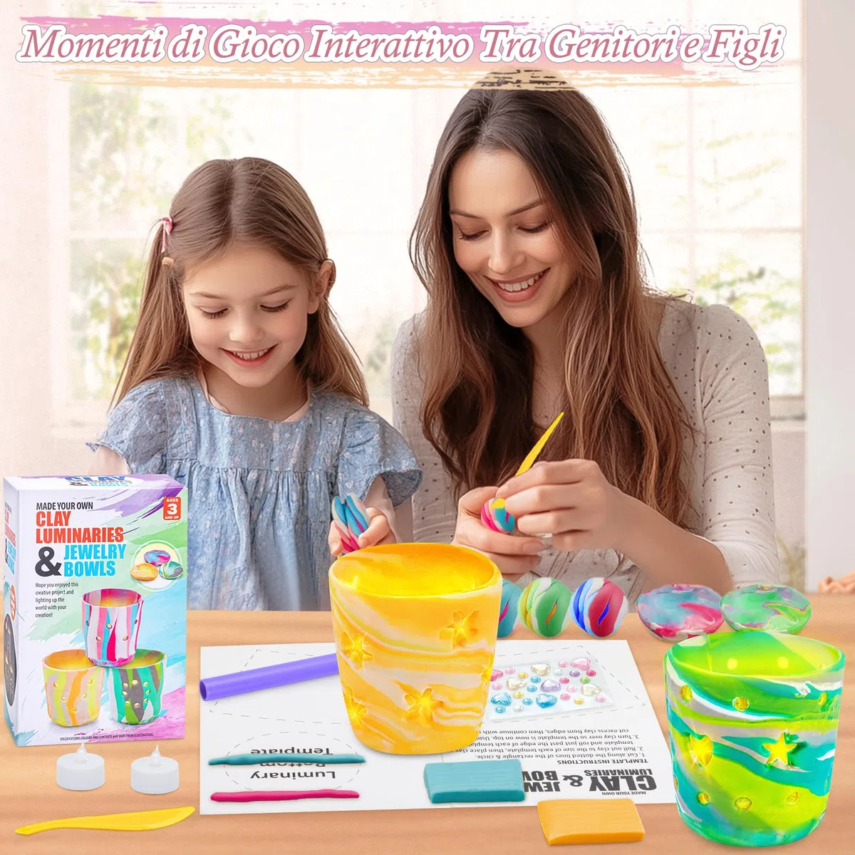 FGZU Kit Lampade D'argilla Fai Da Te, Regalo Bambina 6 7 8 9 10 11 12 Anni, Lavoretti Creativi per Bambini, DIY Kit Creativo Il Tempo Libero per Adulti e Bambini