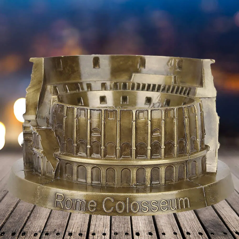 Pssopp Roma Colosseo Modello Metallo Miniatura Colosseo Romano Bronzo retrò Architettura Antica per Scultura Artigianale Artigianale