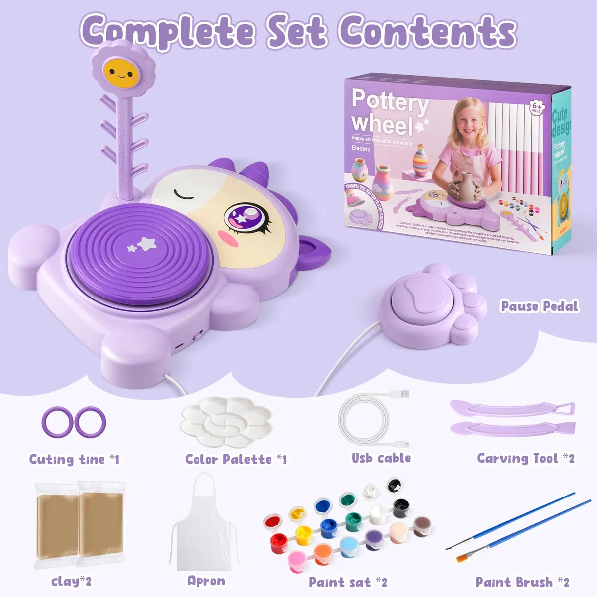 Tornio per Ceramica per Bambini-Kit Completo per Pittura e Laboratorio Artistico con 2 Impasti d'Argilla Autoindurente-Giocattolo Creativo per Ragazze e Ragazzi 6-14 Anni-Regalo Natale e Compleanno