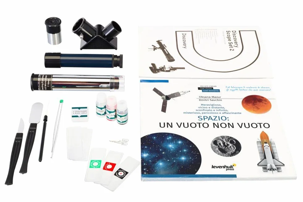 Discovery Scope 2 Set Didattico Per Bambini Con Microscopio e Telescopio, Con Accessori e Un Libro in Italiano