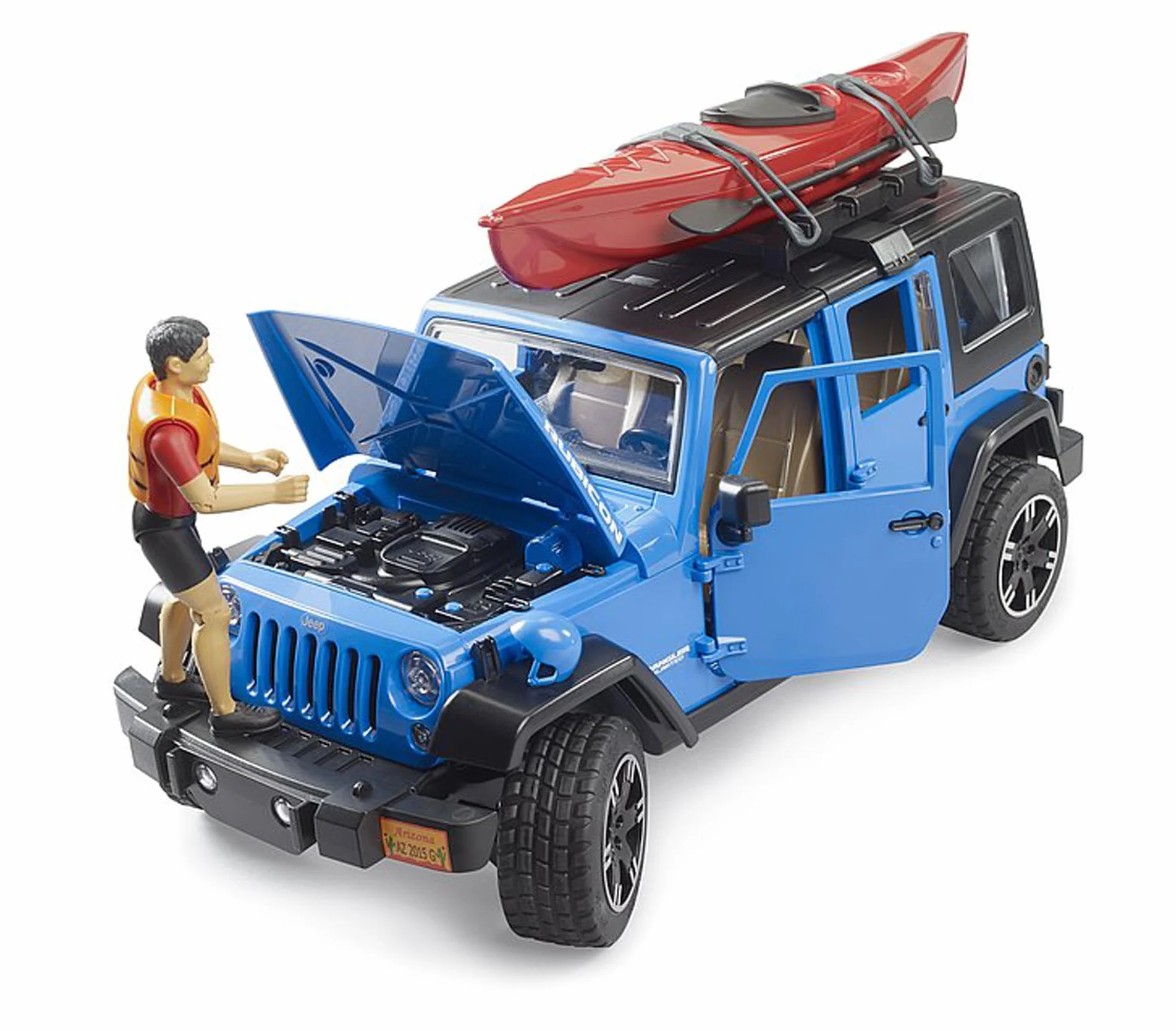 bruder 02529 - Jeep Wrangler Rubicon Unlimited con kayak e figure - 1:16, Veicolo fuoristrada, veicolo fuoristrada, automobile