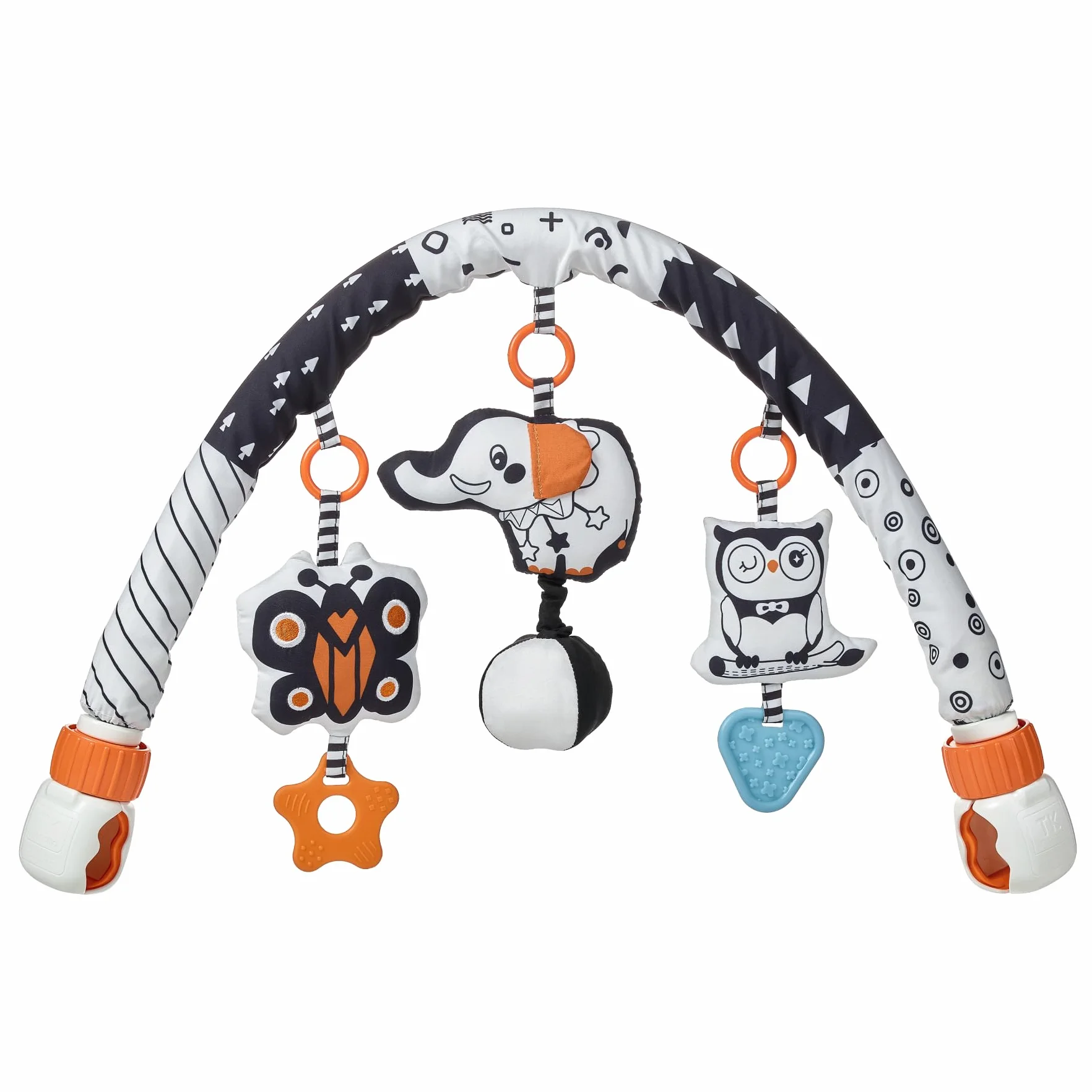 TUMAMA Arco Giochi per Passeggino, Giochi Neonati 0 3 6 8 9 12 Mesi Arco Gioco con Clip Culla, Ovetto, Neonato Giocattolo con Pupazzi Sensoriali Appendibili