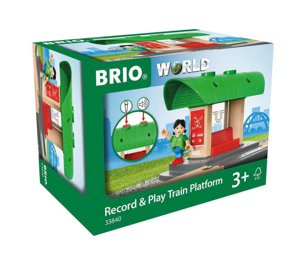 BRIO World - Banchina Ferrovia Registra e Ascolta, Accessorio Pista Trenino, Set Costruzioni in Legno, Compatibile con Tutti i Prodotti BRIO, Giocattolo per Bambini 3+ Anni