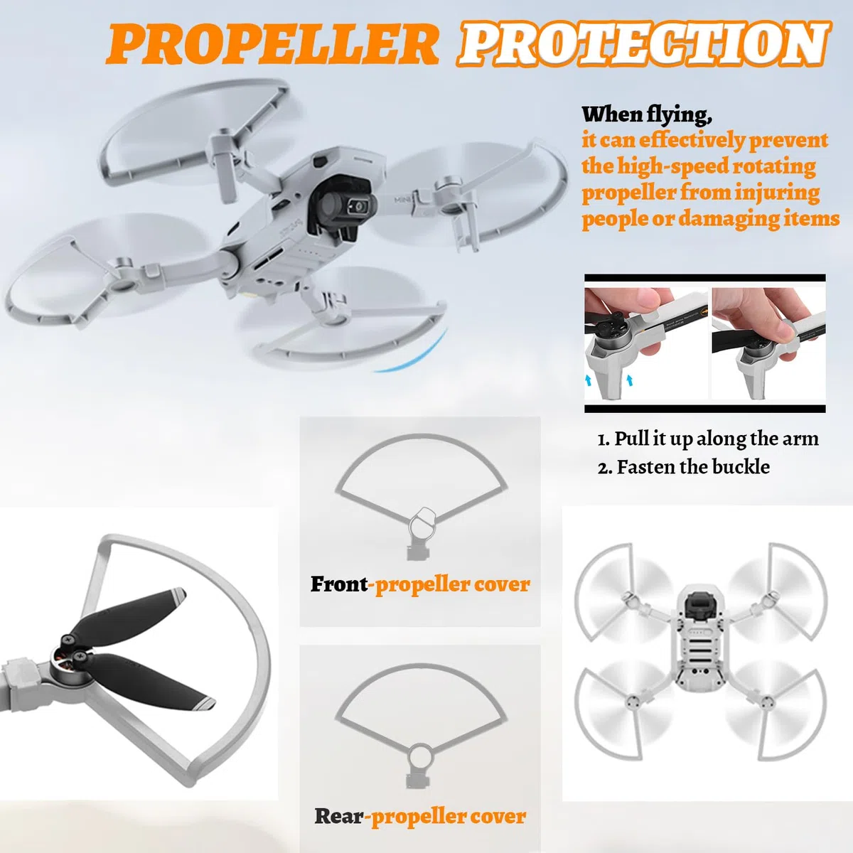 Drone Accessori per DJI Mini 4K/2/2 SE, 8 Drone Eliche di Ricambio, 4 Elica Protector, 1 Elica Supporto, 1 Estensioni pieghevoli, 1 Gimbal Protector