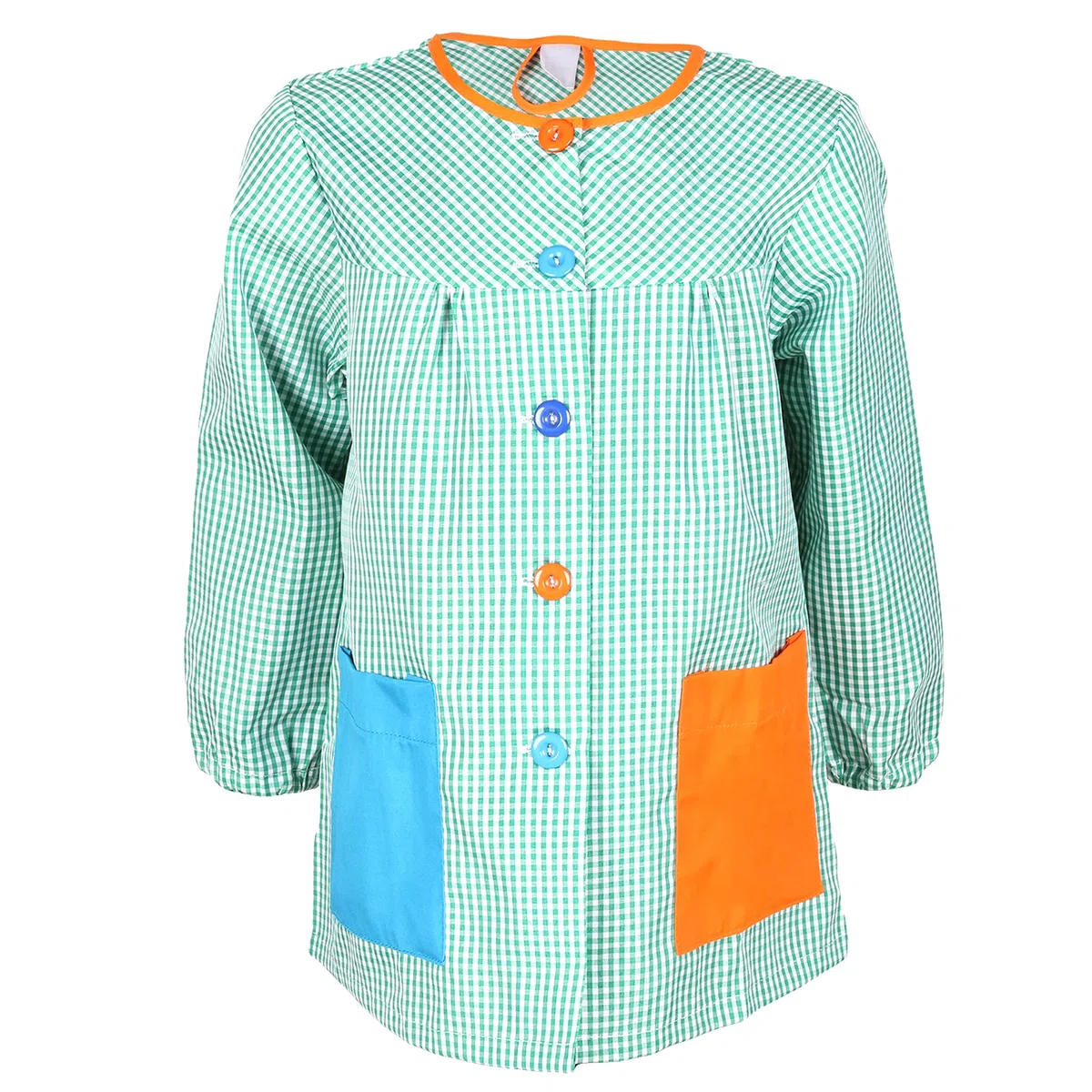 ETREXONLINE Grembiule Scuola per Bambini per l'Asilo e la Scuola con Bottoni, Grembiule Elastico con 2 Tasche per Infanzia