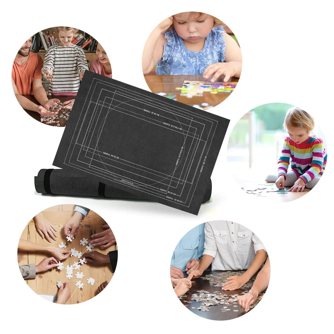 Zaloife Puzzle Mat 2000 Pezzi, Rotolo Puzzle, Accessori Puzzle, Tappetino Puzzle in Feltro, Puzzle Roll Up, Puzzles Saver, Puzzle Pad, Tappeto Puzzle Portatile, Base Puzzle Nero