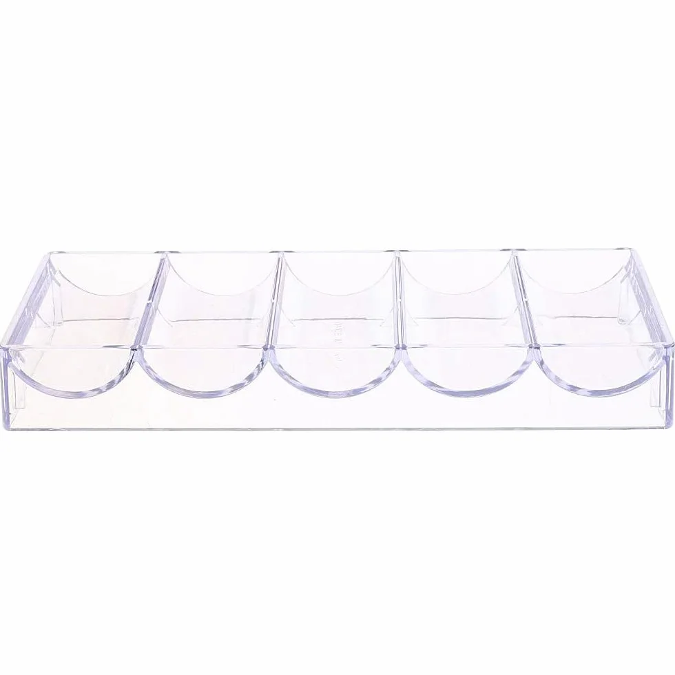 POFET 5 pz Acrilico Poker Chips Vassoio 100 Chips Storage Case per Partito Casinò Casino Gioco 20.5 x 7.8 x 2.8 cm senza copertura
