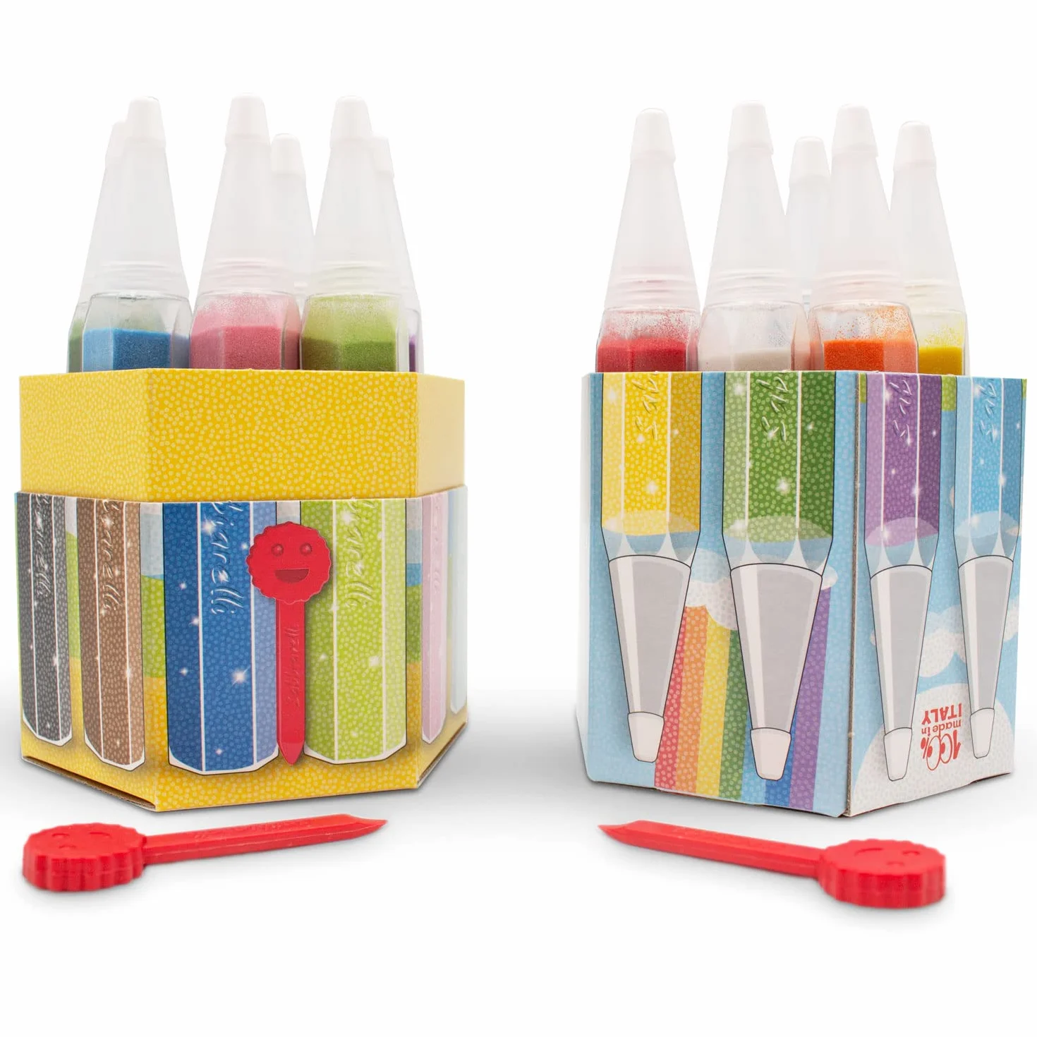 Sabbiarelli Sand-it For Fun – Basket Multicolor – 12 Penne Ricaricabili da 50g cad. di Sabbia Colorata per Sand Art e 2 Spellicolini | 100% Made in Italy | Sabbia di Marmo Certificata | Creatività