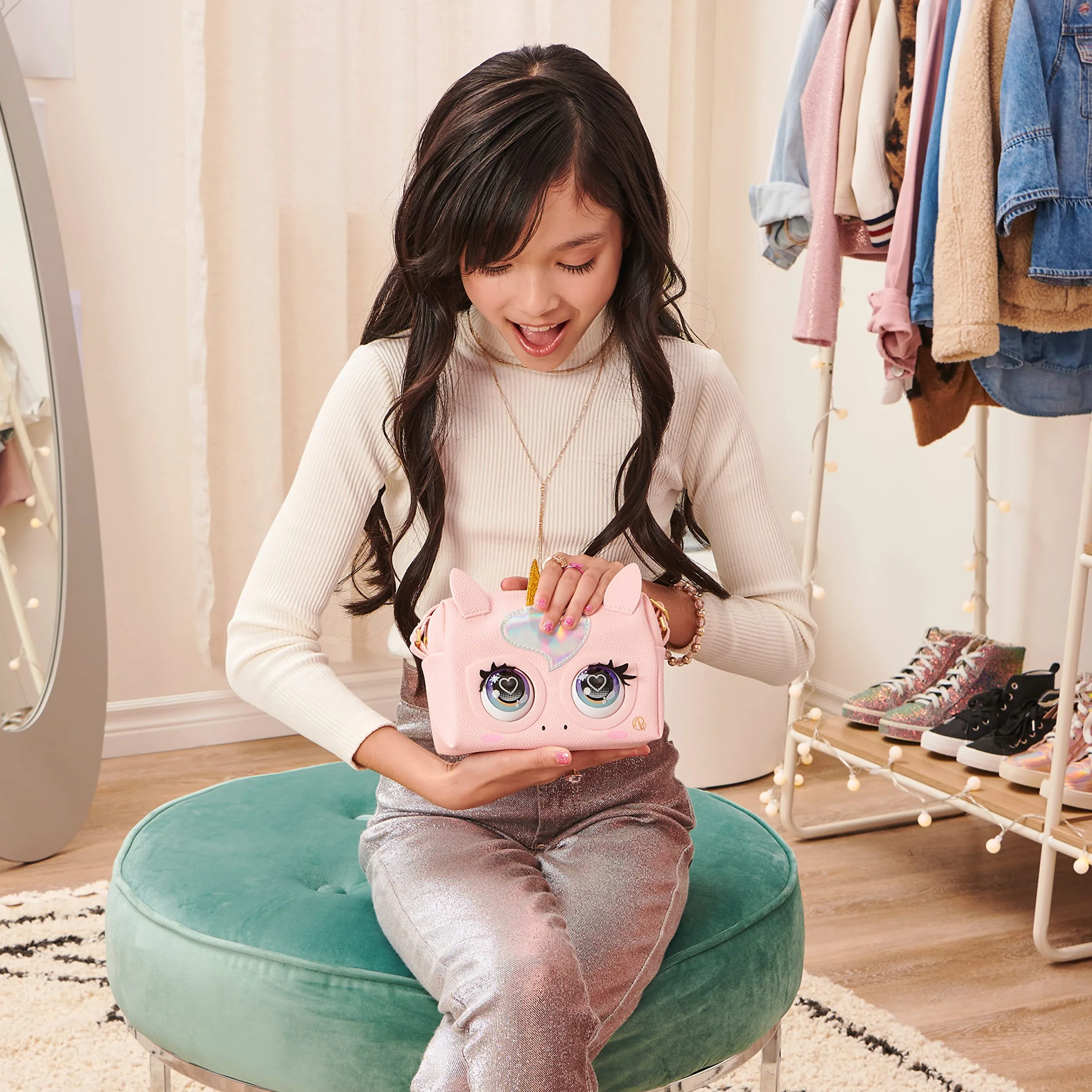 Purse Pets, Borsetta Unicorno, Borsetta Interattiva in Versione Unicorno per Bambina con oltre 30 Suoni e Reazioni, Giocattoli per Bambine, 5+ Anni