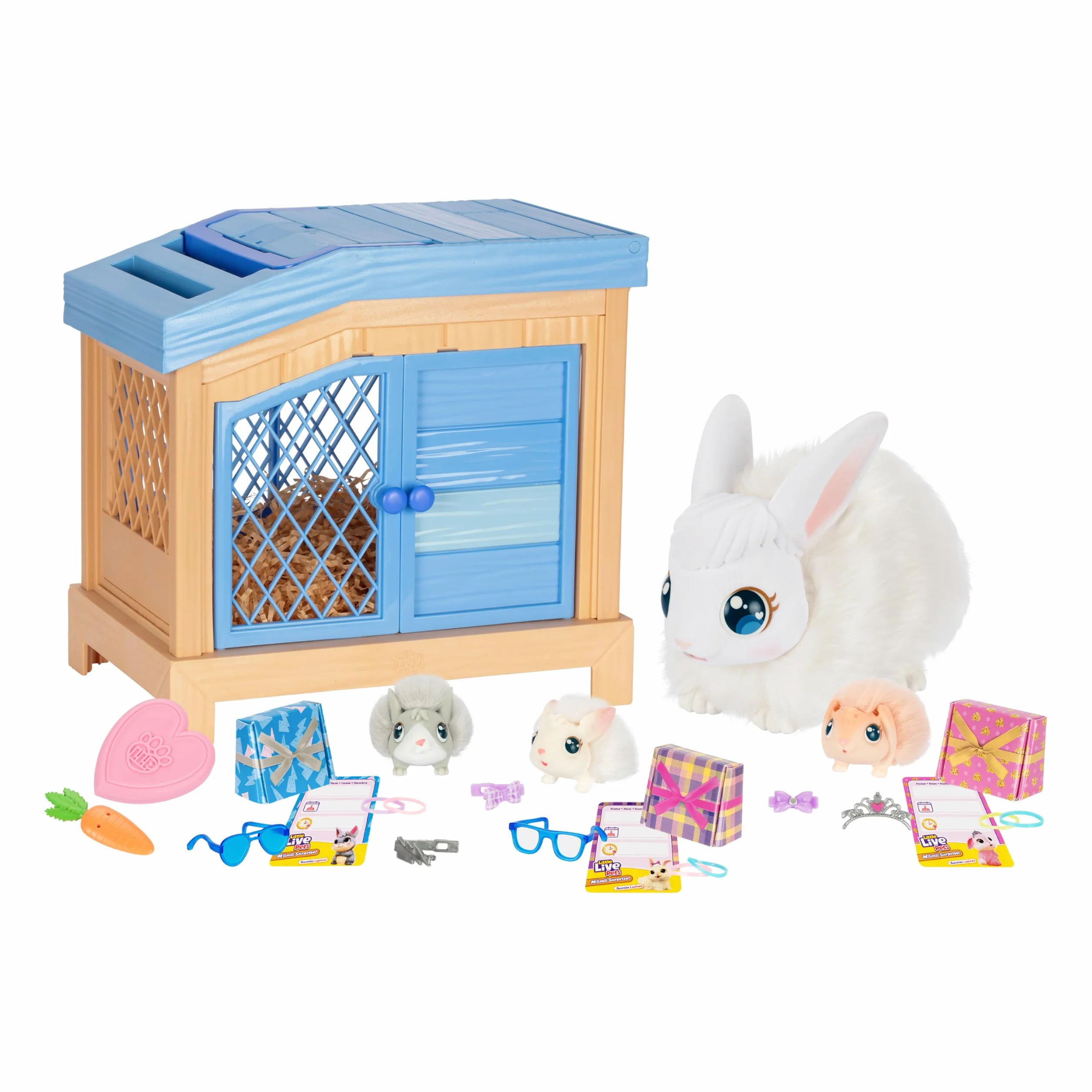 Little Live Pets Mama Surprise - Bunny Feed & Nurture Mama Mama Magically Has 3 Babies! Interactive Mama Bunny and Hutch Playset 20+ Suoni e reazioni Vestire i bambini con accessori per bambini dai 4