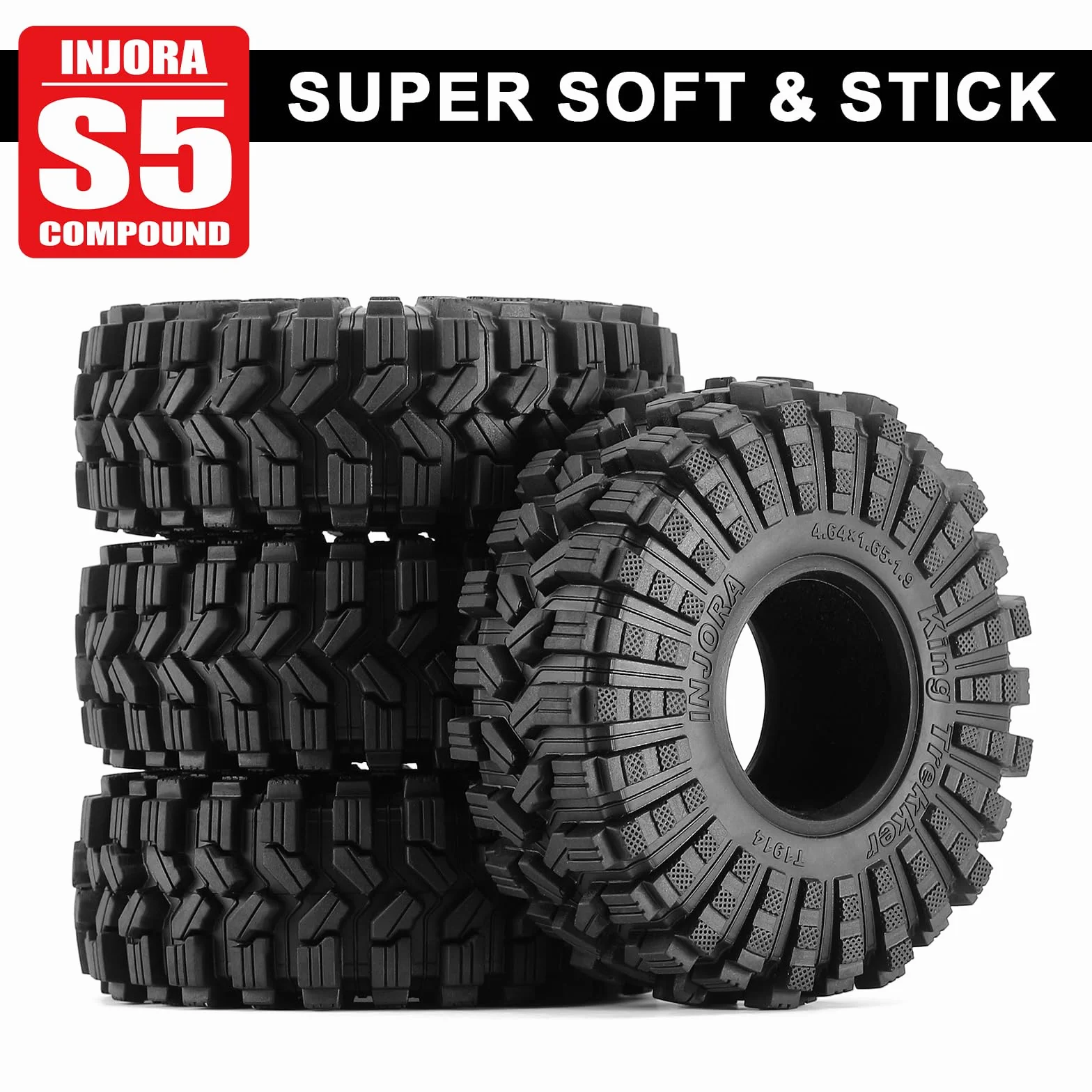 INJORA 1.9 Pneumatici all Terrain King Trekker S5 Pneumatici per TRX4 SCX10 1/10 RC Crawler Upgrade (118 * 42mm)