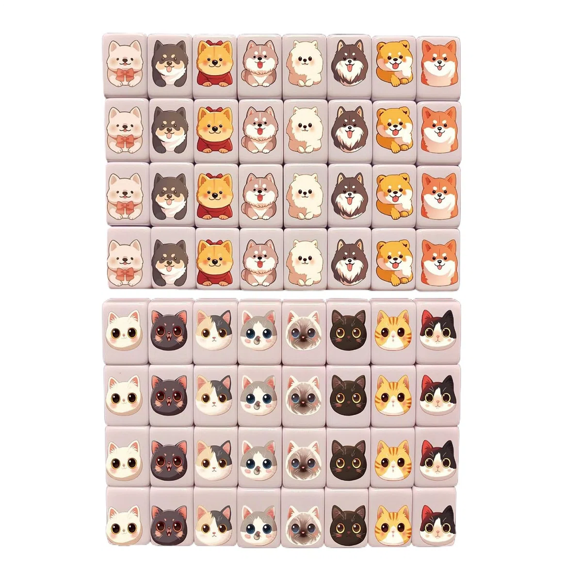 Generico Set Mahjong, Mini Gioco Mahjong con 64 tessere con bandiera nazionale/modello simpatico cane e gatto, gioco da tavolo per famiglie per feste e viaggi