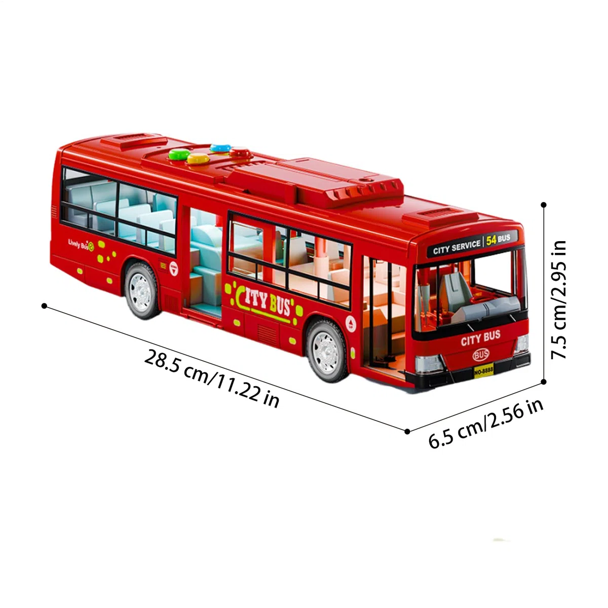 Générique Modello Bus – Grande Modello Auto | Veicoli Giocattoli Educativi a Batteria con Musica E Luce, Porte Apribili per , Stimolazione E Compleanno