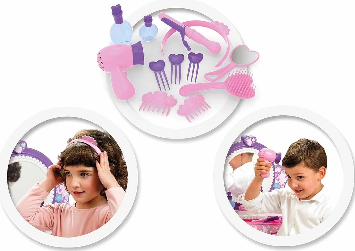 Chicos - Top Star Toeletta Trucco Bambina con Specchiera e Sgabello | Tavolo Trucchi Bambina con 12 Accessori | Postazione Trucco bambina Giocattolo 3+ Anni, Design Unicorno (87398)