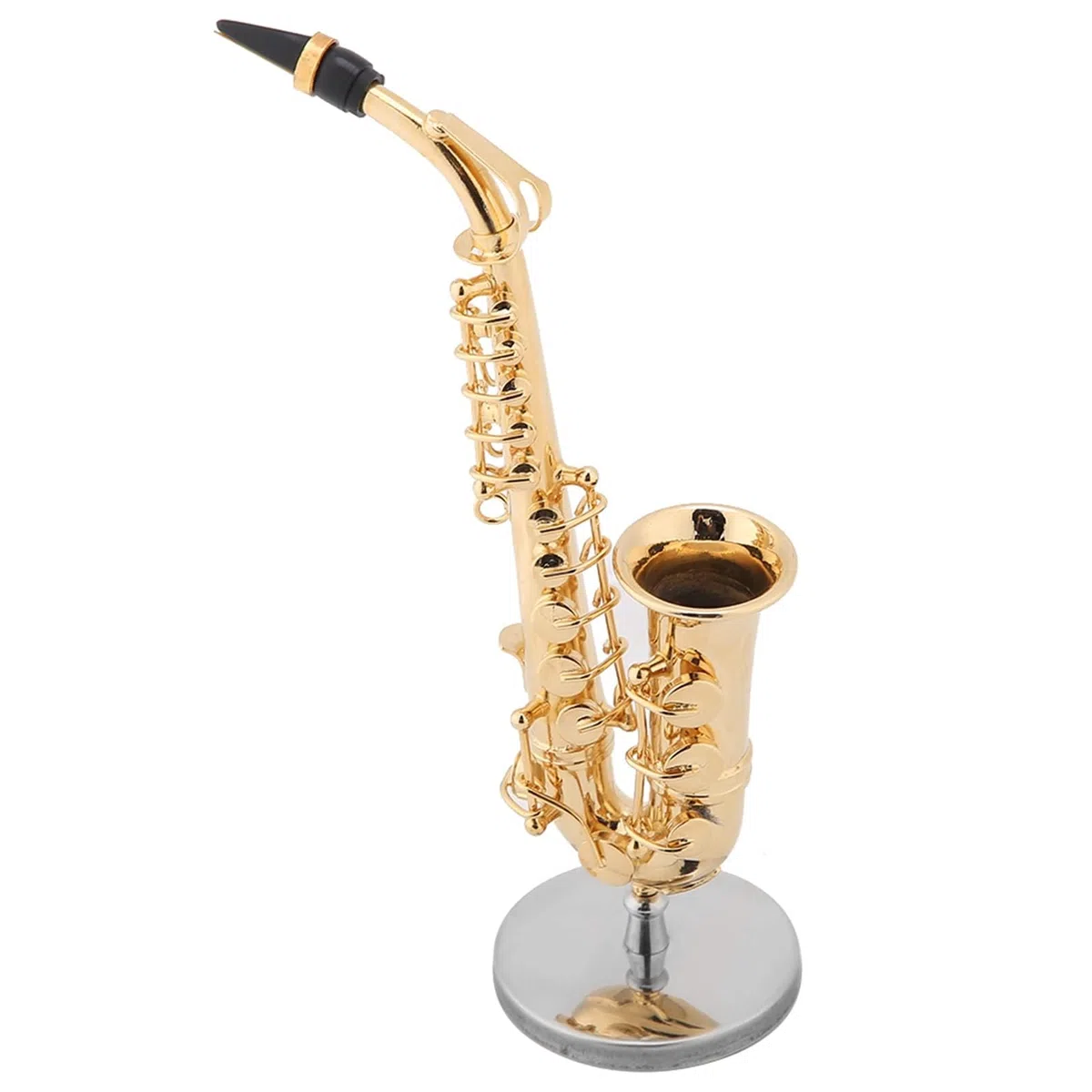 Sassofono Contralto in Miniatura, Modello di Sassofono con Supporto e Mini Strumento Musicale Ornamenti Modello Strumento Sassofono Ornamenti Musicali Placcati Oro
