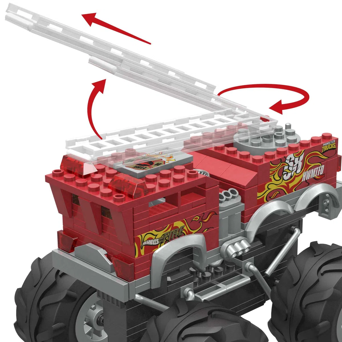 MEGA - MEGA Hot Wheels 5-Alarm Monster Truck set di costruzioni con 284 pezzi e 2 micro piloti, set regalo, Giocattolo per Bambini 5+ Anni, HHD19