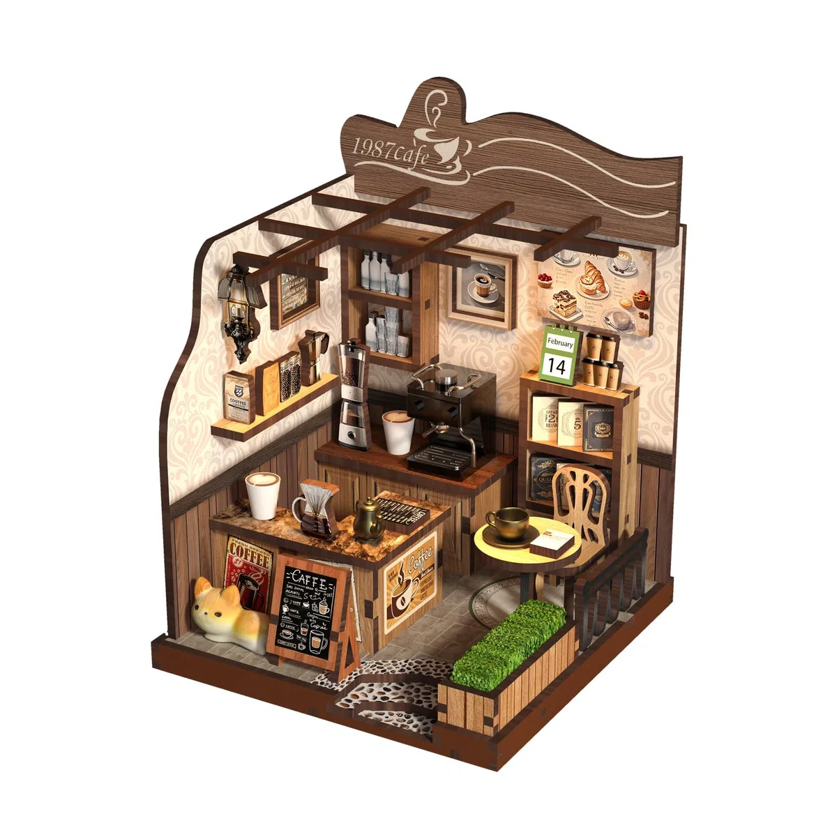 DIY Book Nook Kit- MINI CASA COUNTRY CAFE, Kit angolo lettura per adulti, Puzzle in legno, Decorazione libreria fai da te, Regali di Natale e Compleanno