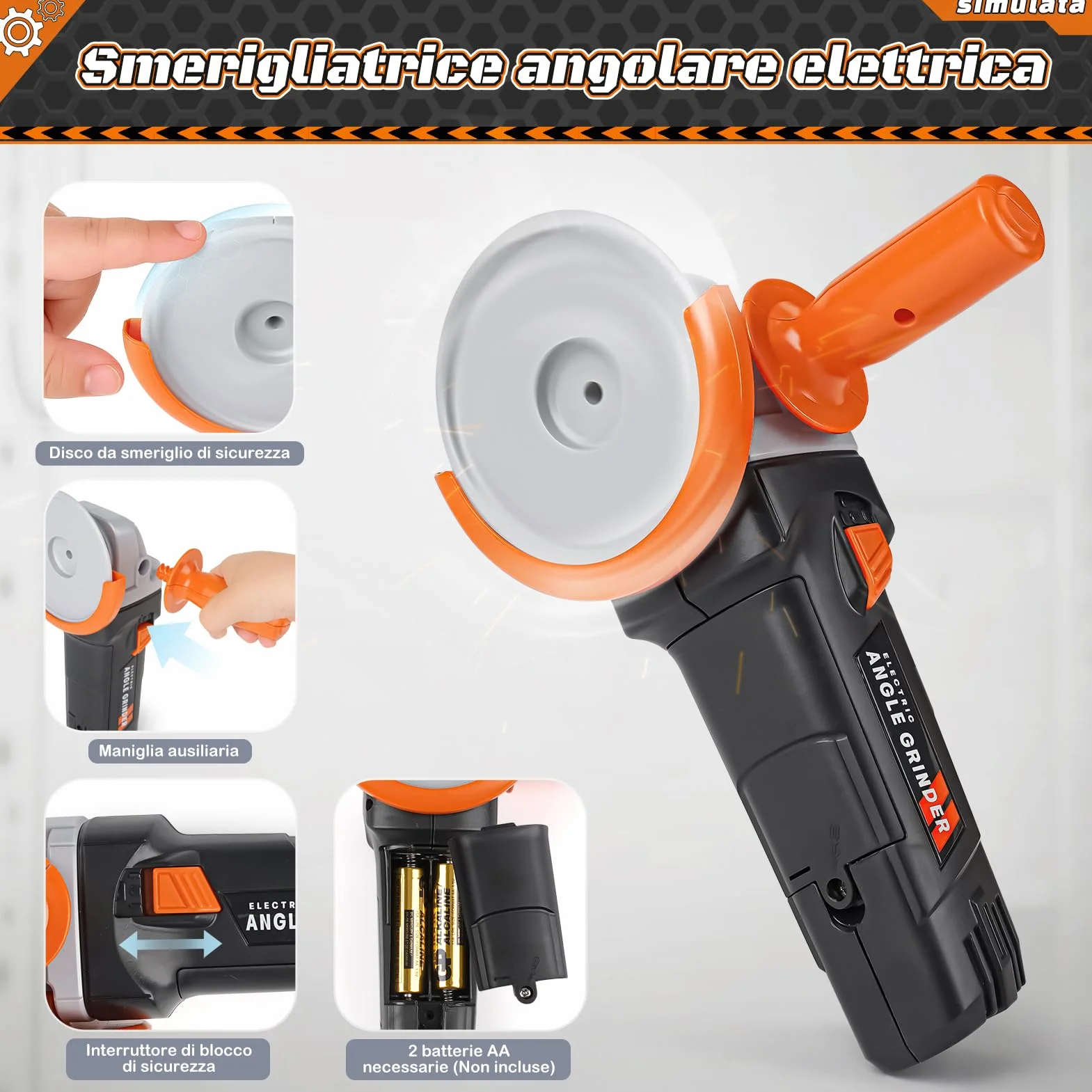 Vanplay Attrezzi Giocattolo per Bambini Modello di Lusso, Regalo Giocattolo per Bambini Piccoli dai 3, 4, 5 anni con Trapano Elettrico, Motosega, Smerigliatrice Angolare, Sega Circolare, Borsa Portaog
