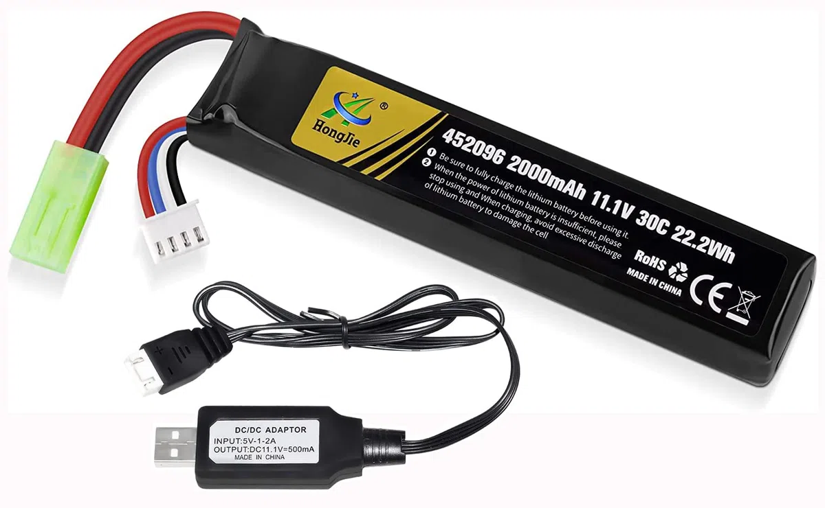 Batteria 11.1V Lipo 2000mAh Softair Batteria Ricaricabile RC 30C Tamiya Spina + Caricatore USB Set per Telecomando Airsoft Fucile Giocattoli