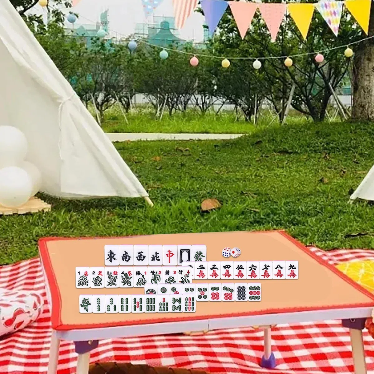 GUOHUA Set Mahjong Cinese - Viaggio Kit Mahjong Cinese Tradizionale con Custodia | 144 Mahjong Tiles Gioco da Tavolo per intrattenimento familiare, Kit Mahjong Portatili in Resina melamminica