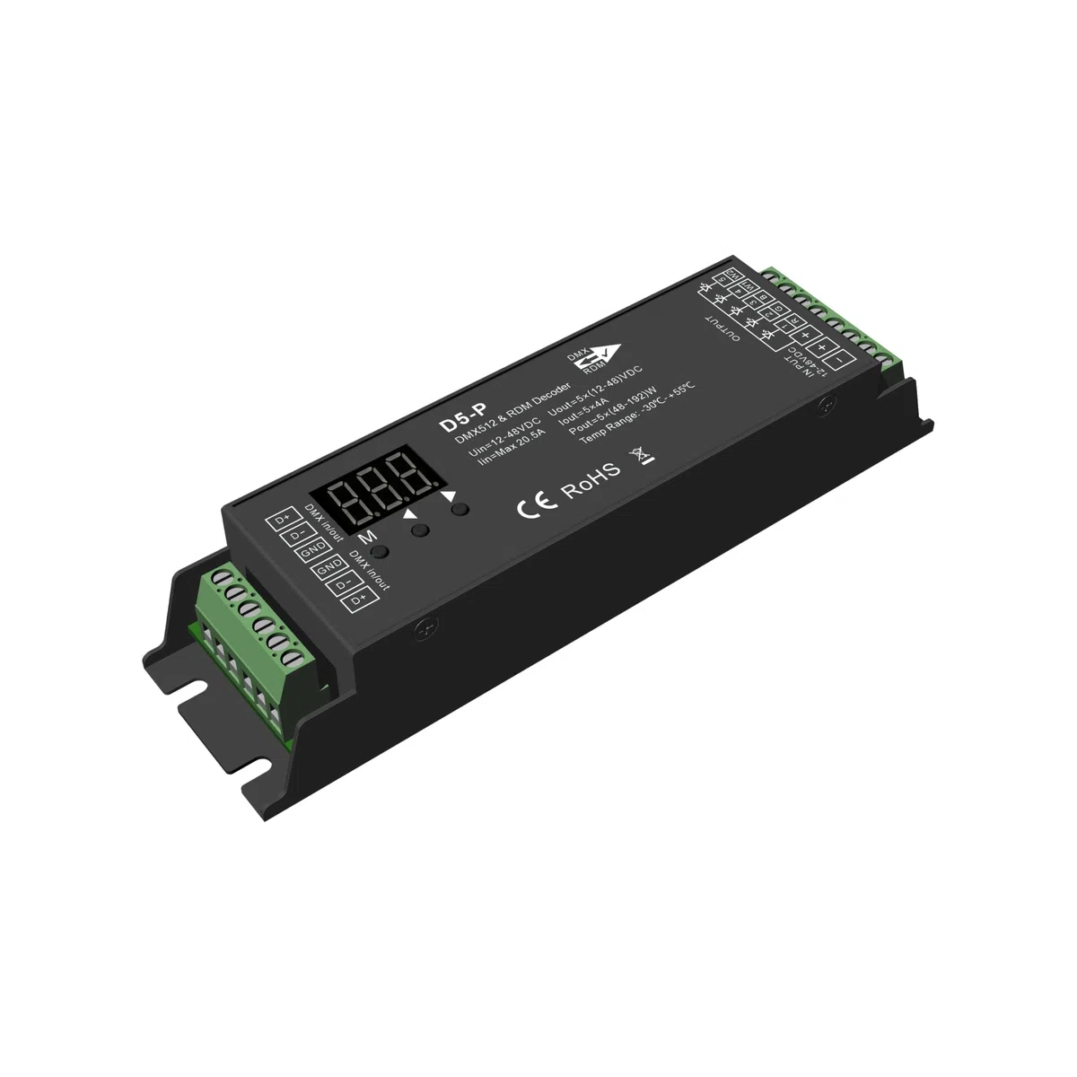 Decoder DMX512 a 5 canali, tensione costante RDM, dimmer LED DMX, DC 12-48V