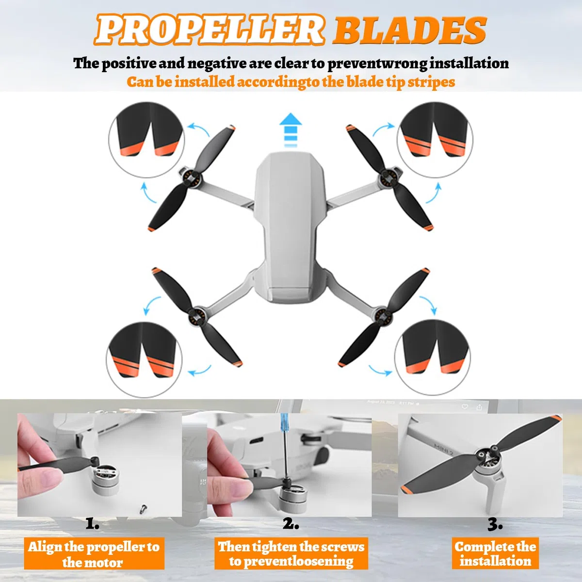 Drone Accessori per DJI Mini 4K/2/2 SE, 8 Drone Eliche di Ricambio, 4 Elica Protector, 1 Elica Supporto, 1 Estensioni pieghevoli, 1 Gimbal Protector