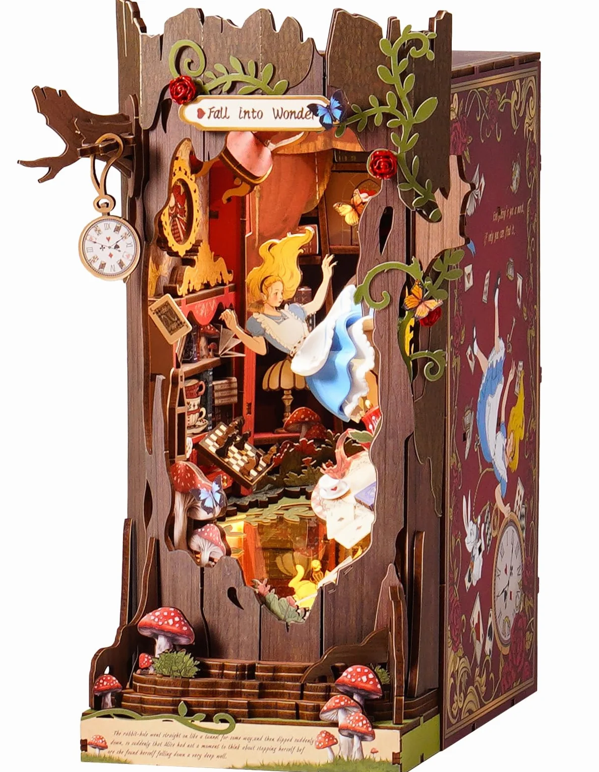 ROBOTIME Book Nook Booknook in Legno, Diorama Casa in Miniatura da Costruire per Adulti e Bambini, Decorazione Libreria Regalo Creativo (Fall into Wonder)