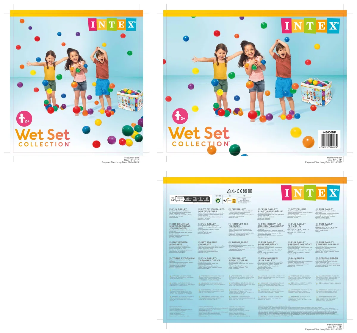 Intex 49600NP - Set 100 Palline Fun Ballz, Plastica, Multicolore, Ø 8 cm