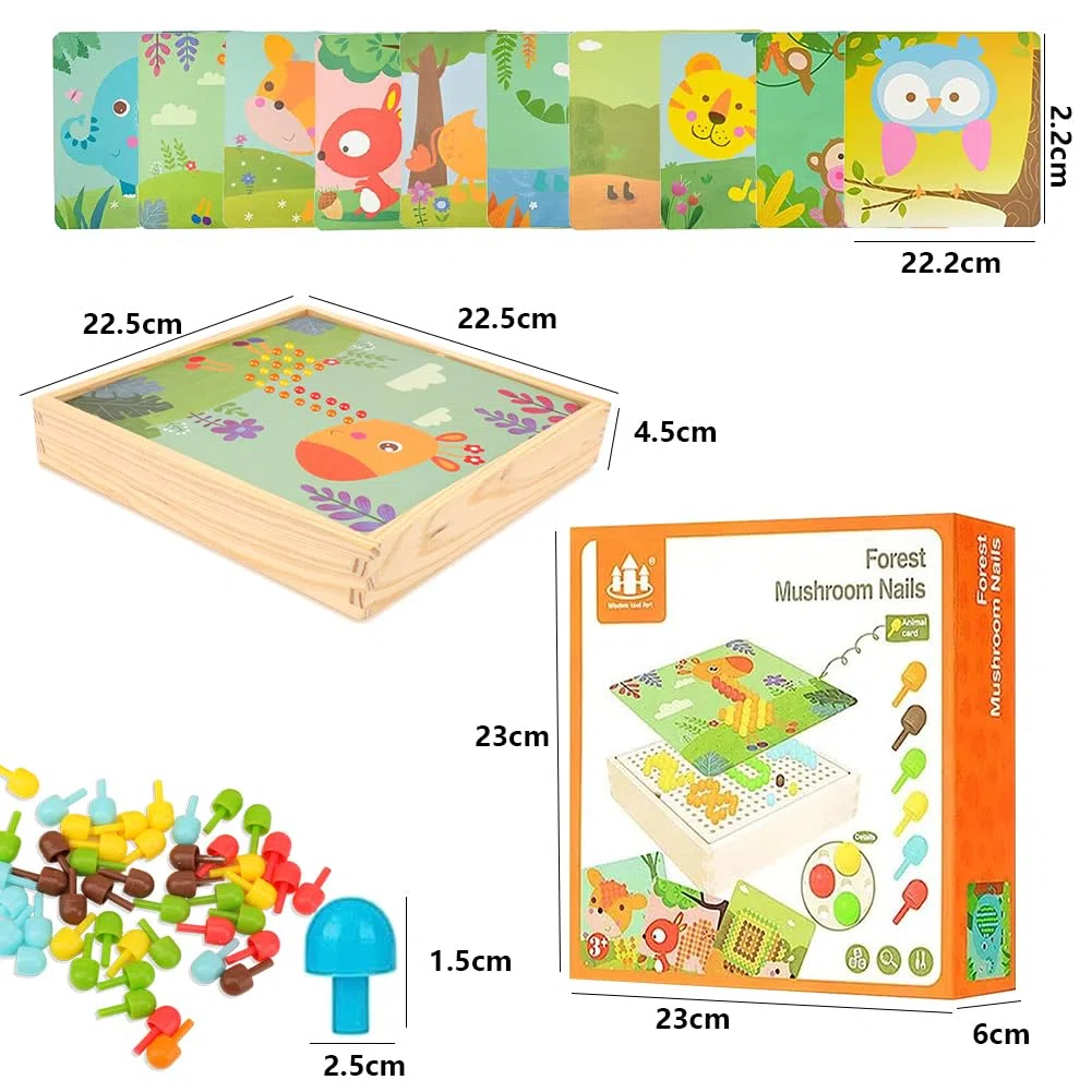 RANJIMA Gioco Chiodini per Bambini 3 4 5 Anni, Mosaico Fai da te per Bambini, Giocattolo Educativo Prima Infanzia Montessori Giocattolo Regalo per Bambini, Ragazze, Ragazzi (Foresta)