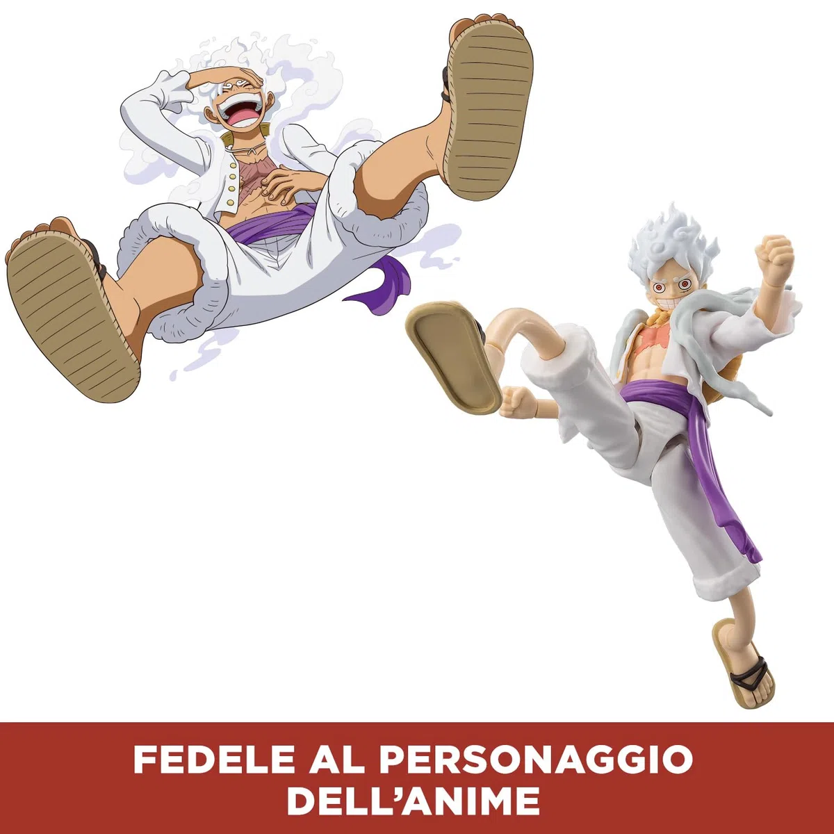 BANDAI – Anime Heroes – One Piece – Action figure 17 cm Monkey D. Rufy Gear 5 – Licenza ufficiale One Piece – Action figure snodata Luffy – Giocattolo per bambini dai 4 anni in su – 37054